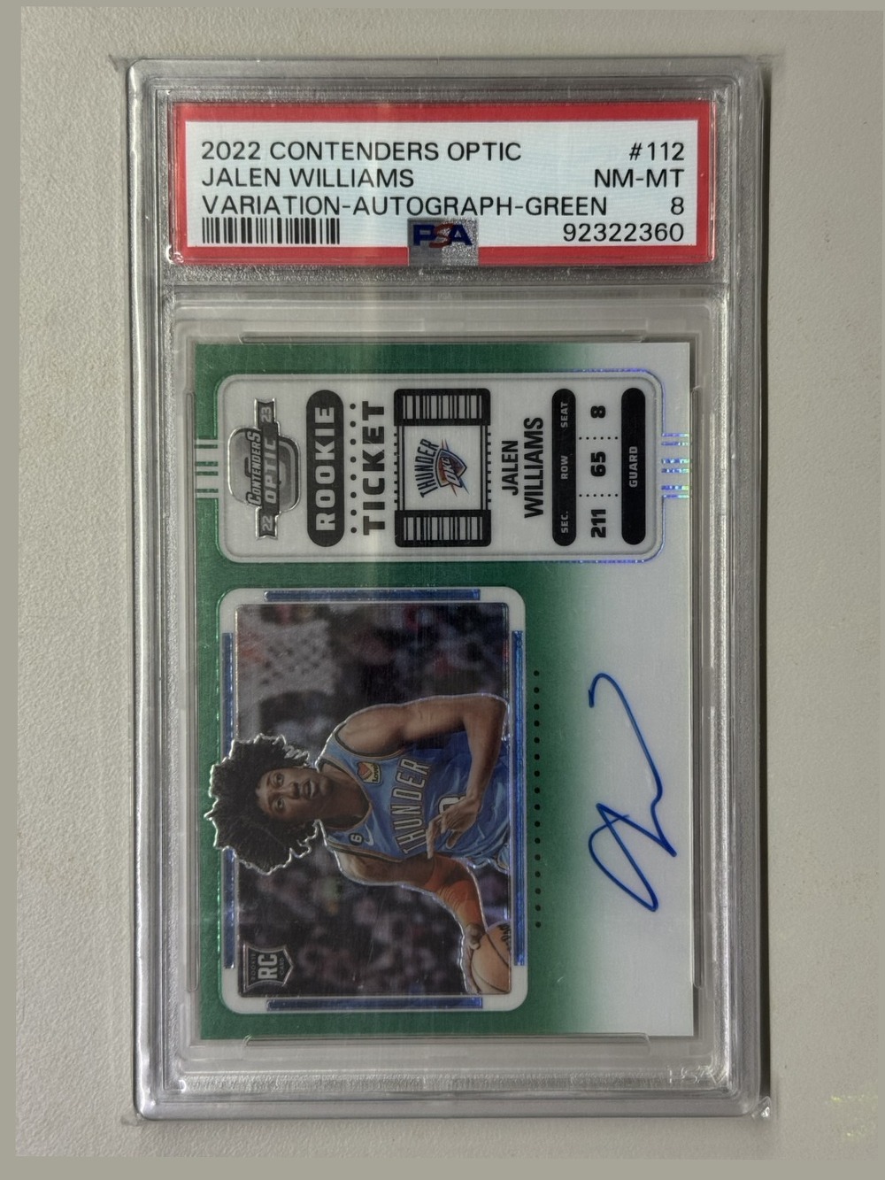 NBA｜2022 Contenders Optic #112，Jalen Williams 變體簽名，鑑定分數 NM-MT 8