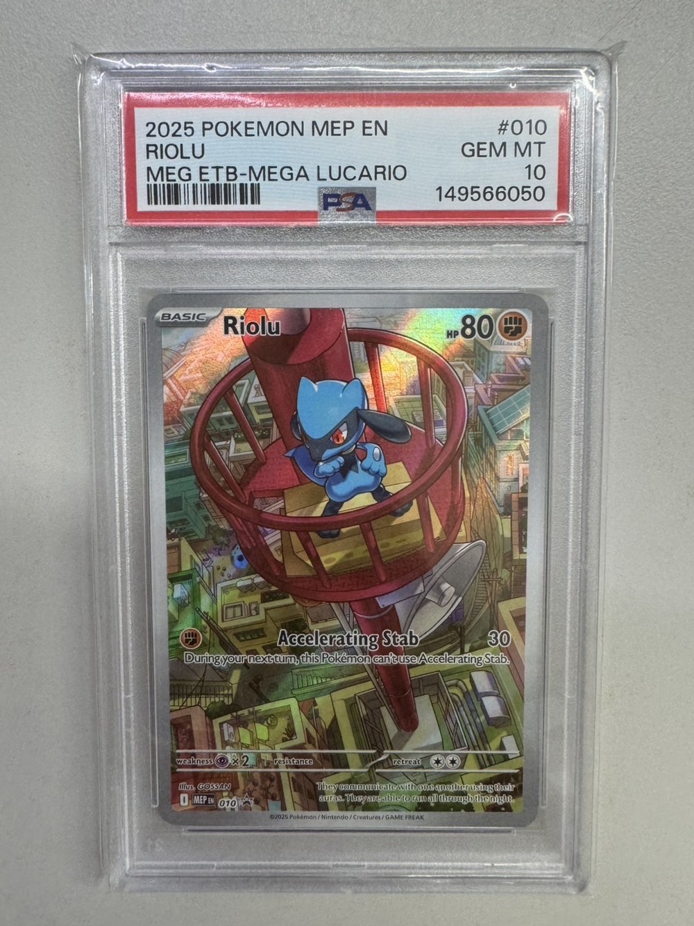 寶可夢｜MEP EN Riolu #010，Mega ETB-Mega Lucario，鑑定分數 PSA 10
